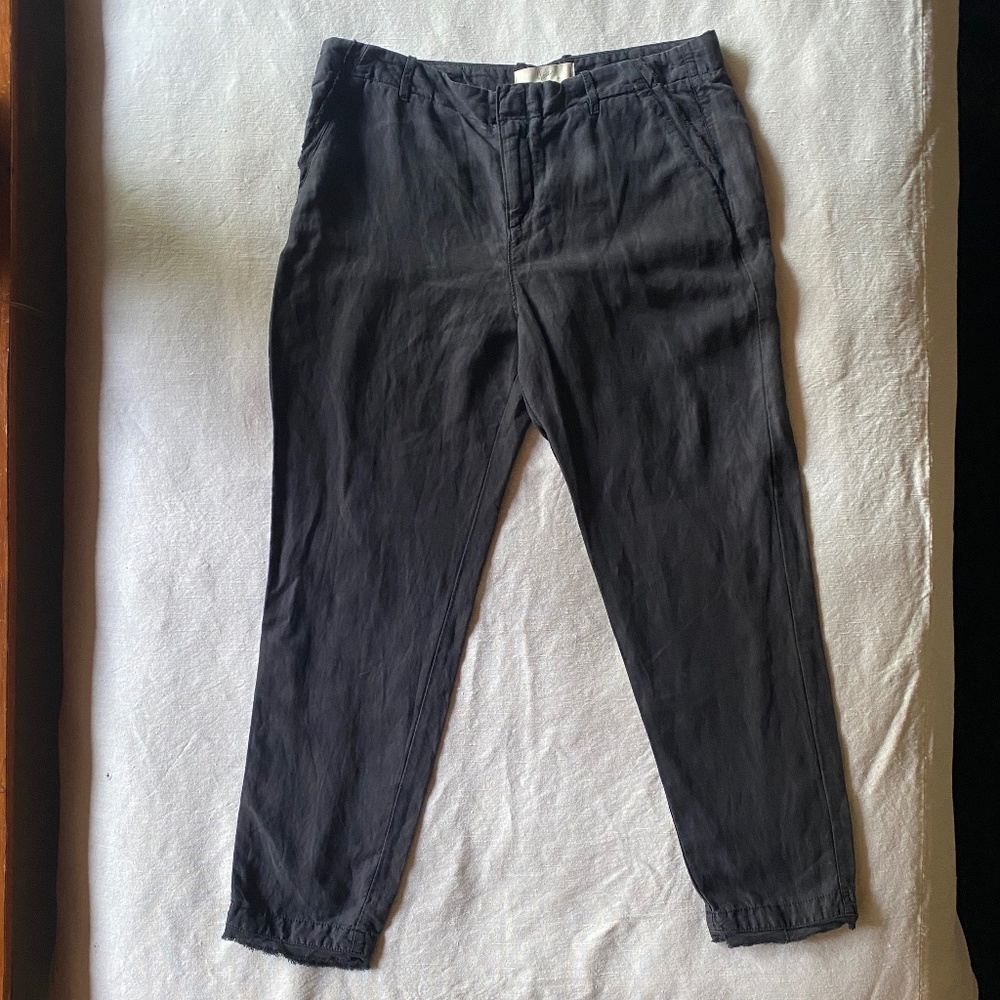 NWT Joie Women's Linen Pants Sz 8 Straight Leg Soft Black Summer Lagenlook